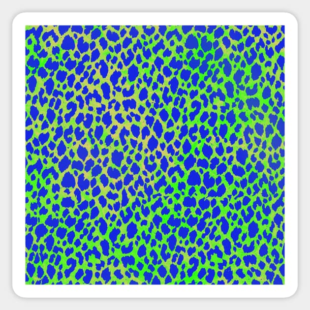 Blue on Green Animal Print Sticker by Klssaginaw